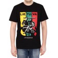 Juodi marškinėliai Lietuva su Vyčiu trispalvės fone